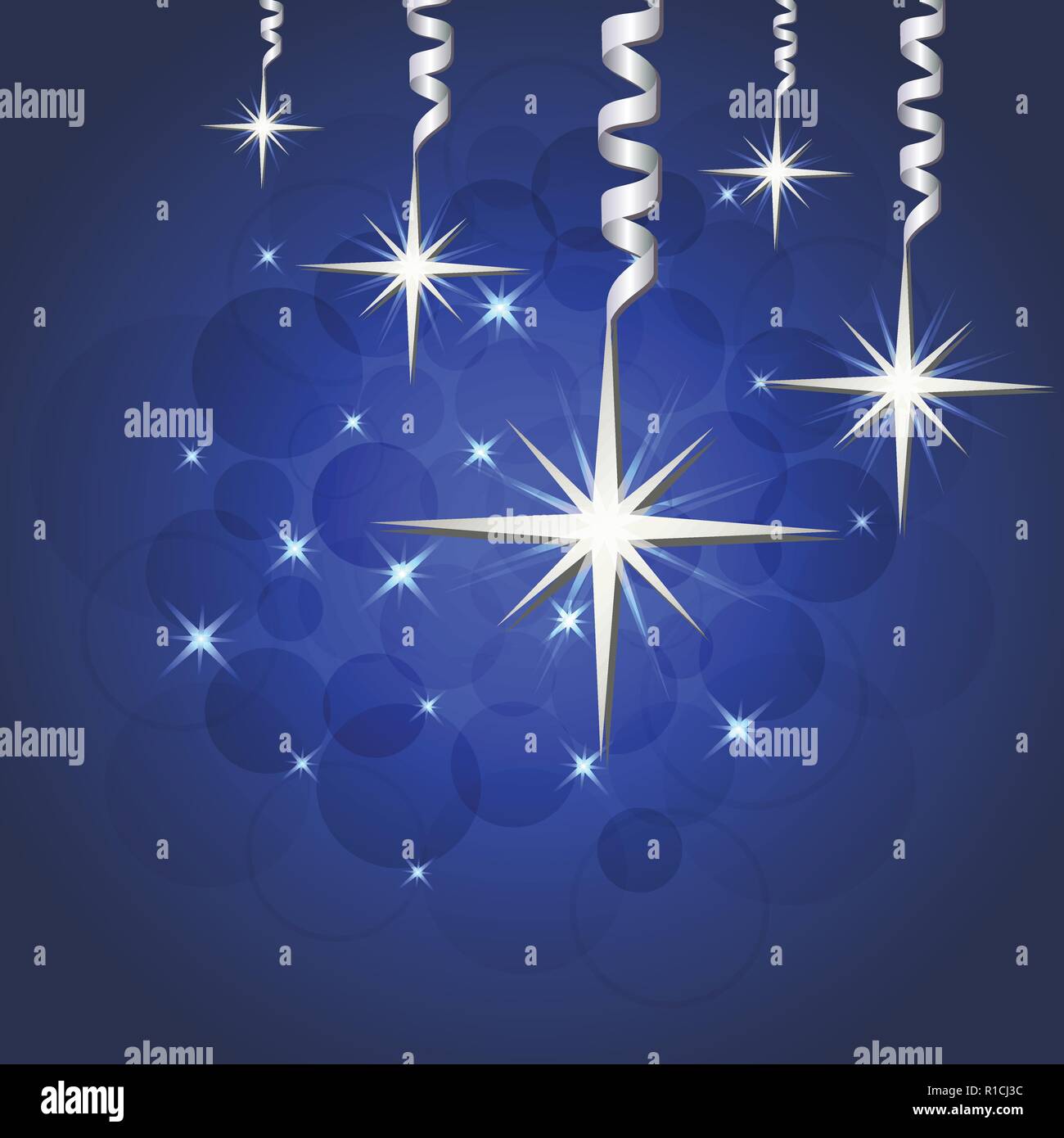 Brilliant Vector illustration of Stars and sparkles on blue background, fond for winter holidays, greetings, banner, poster, postcard. EPS 10 Stock Vector