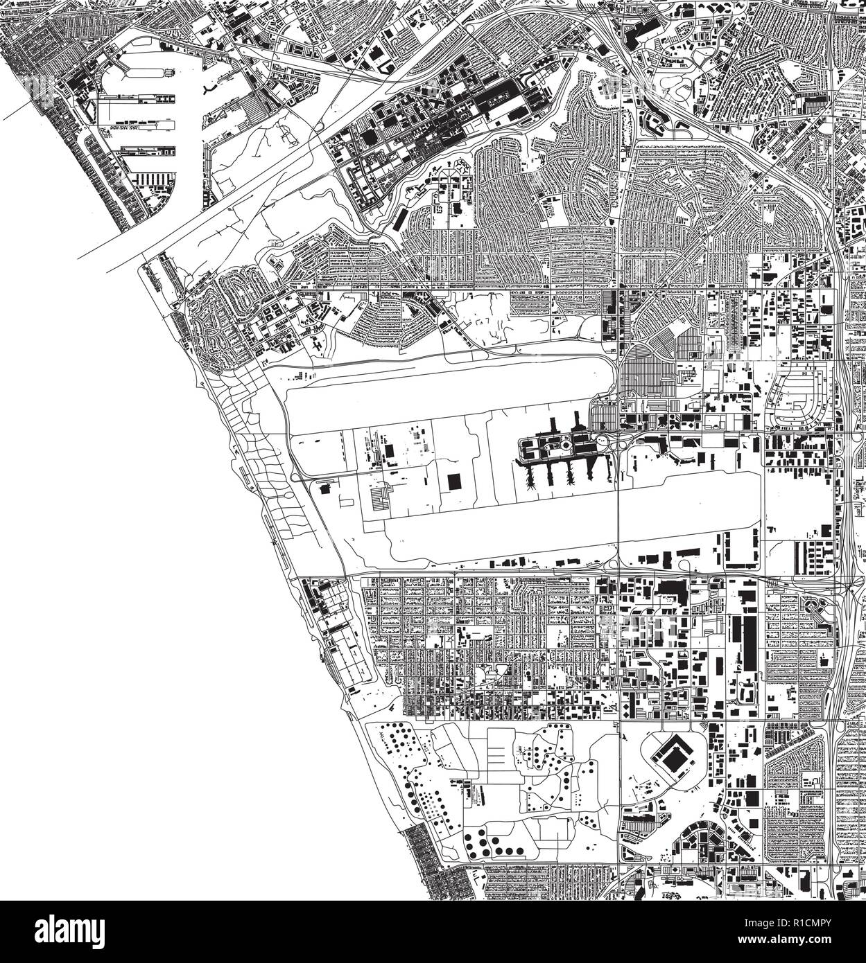 Satellite map of Los Angeles, airport, California, Usa, city streets
