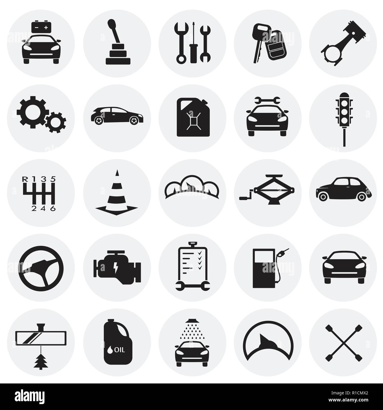 Car and service set on circles background icons Stock Vector Image ...