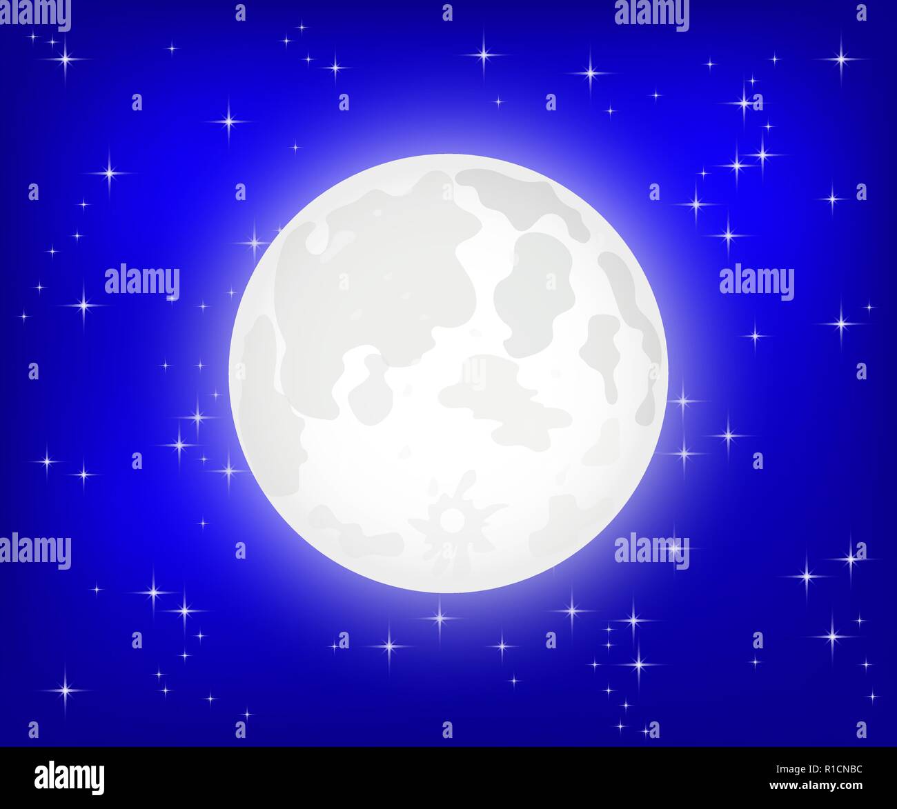 Moon with shining stars, vector Stock Vector