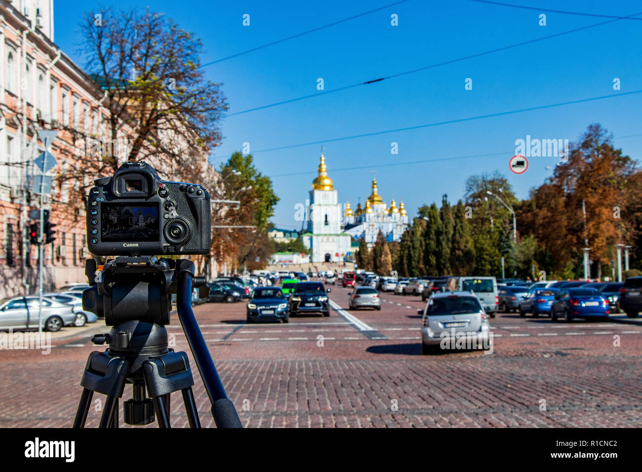 the ancient cathedral in St. Sophia Square in Kiev Kiev, Ukraine 06.11.2018 Stock Photo