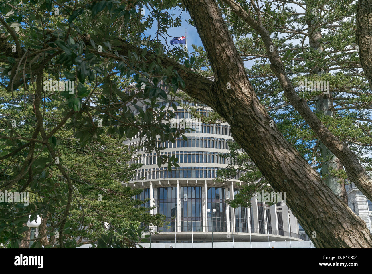 New Zealand government administration building known a The Beehive and