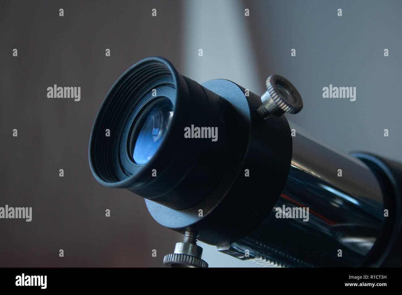 Eyepiece of telescope close up. Telescope detail Stock Photo Alamy