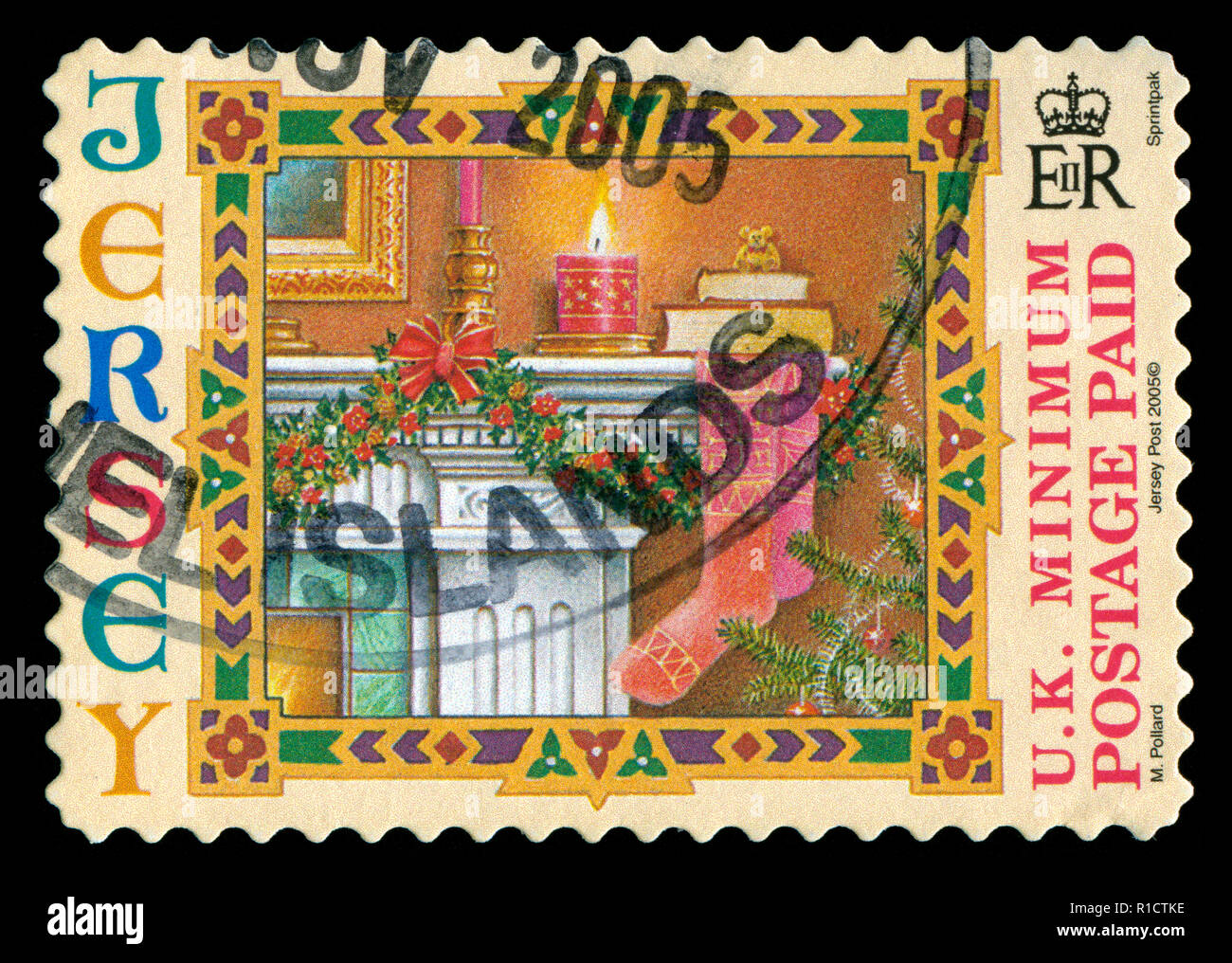 Postage stamps from Jersey in the Christmas 2005 series Stock Photo Alamy