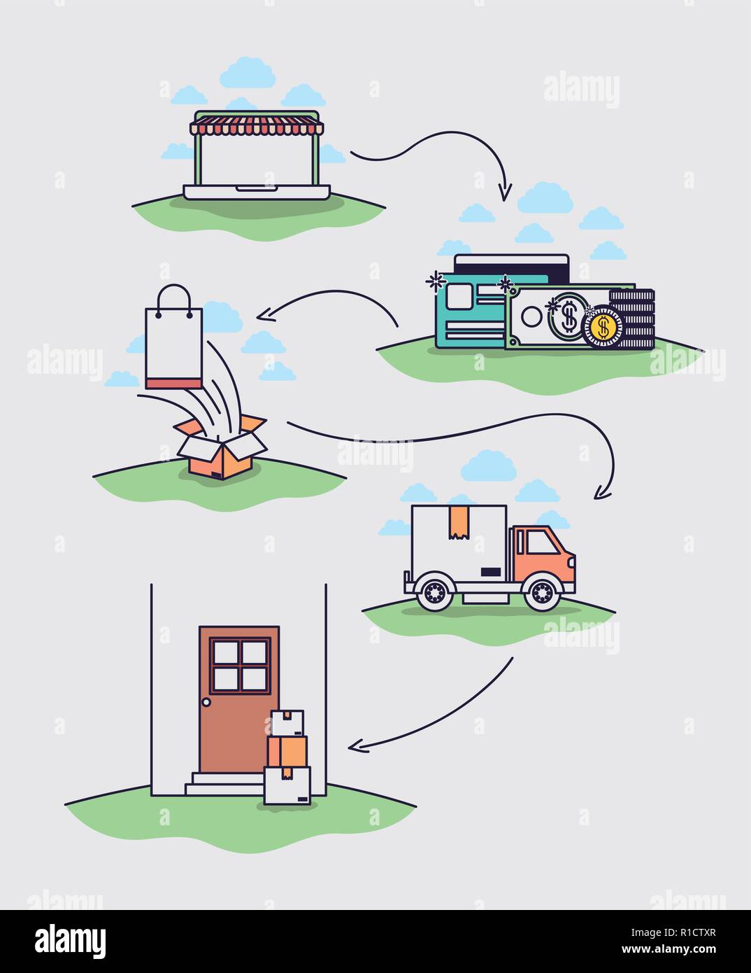 ecommerce set icons drawn Stock Vector Image & Art - Alamy