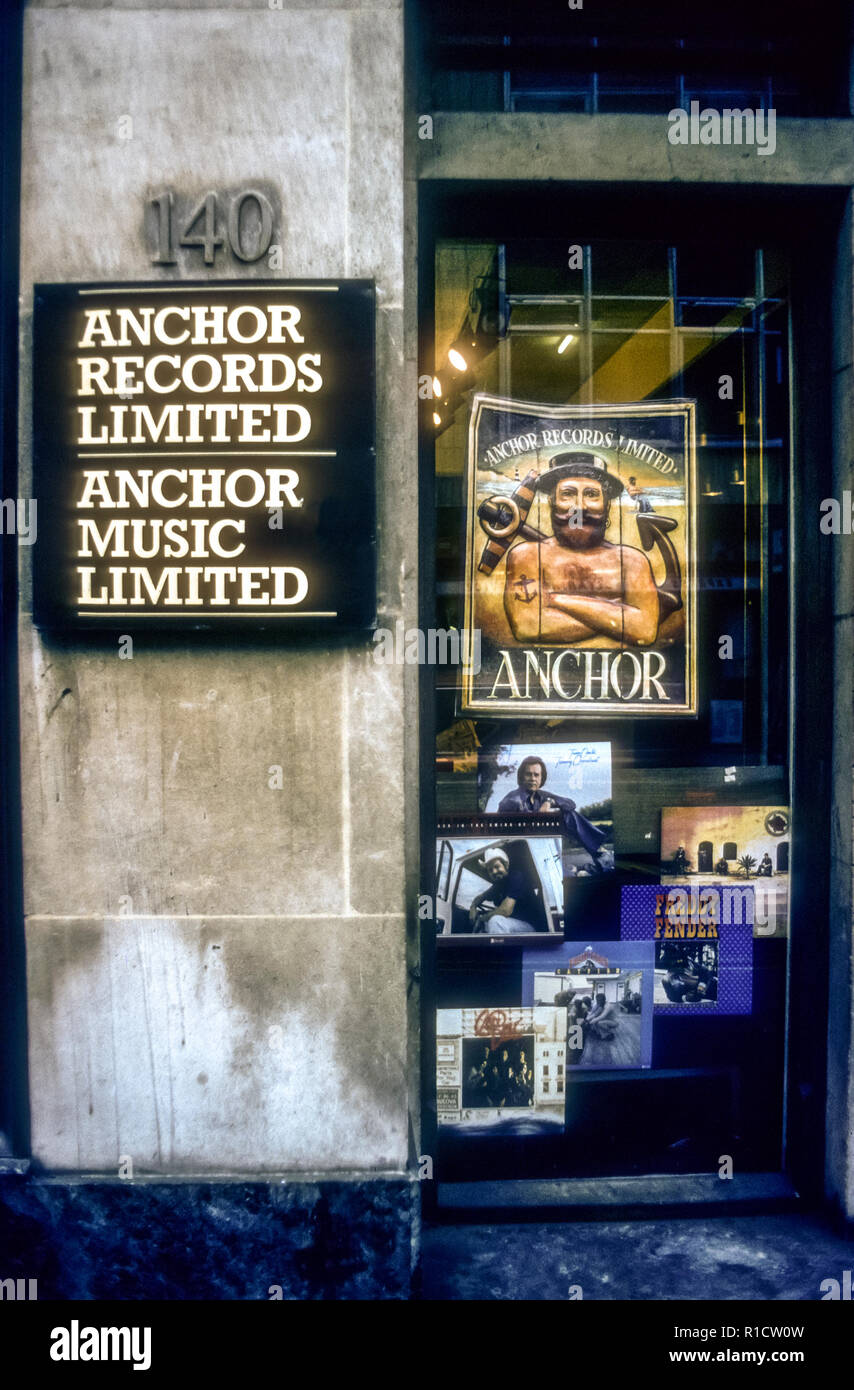 The premises of Anchor Records in Wardour Street, Soho, in November 1976.  The company closed in 1978. Stock Photo
