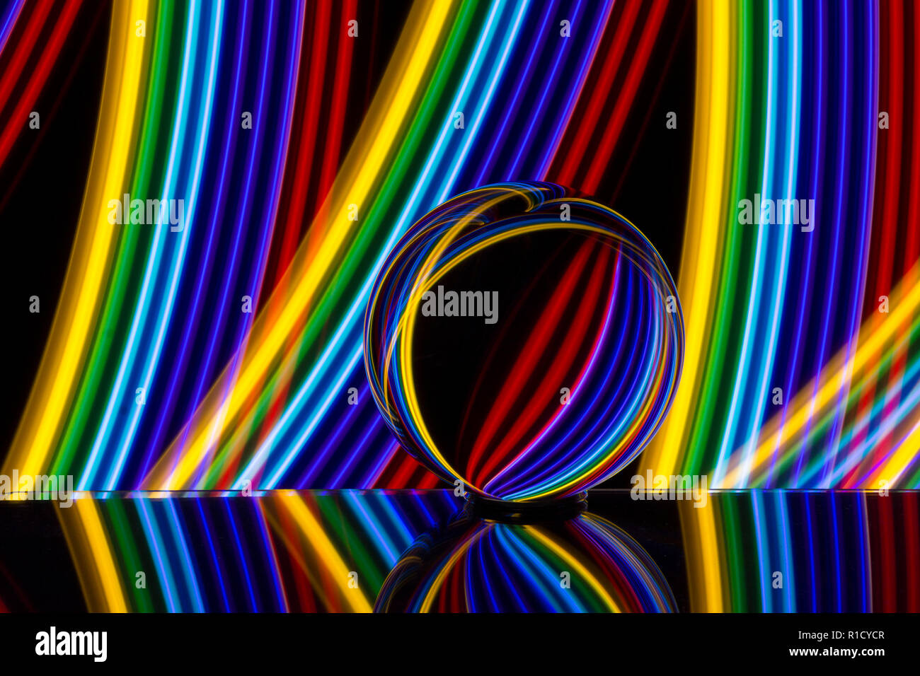 Light painting with a Lensball / crystal / glass ball Stock Photo - Alamy