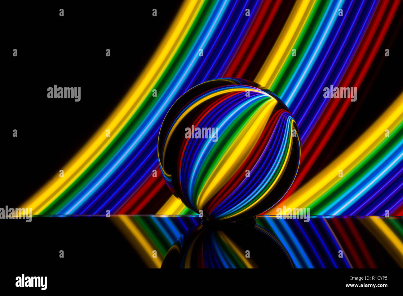 Light painting with a Lensball / crystal / glass ball Stock Photo - Alamy