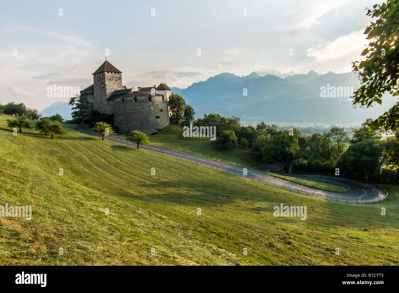 A Vaduz castle from Liechtenstein with beautiful Alps on background. A ...