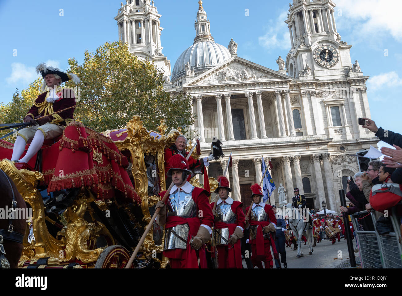 London, UK. 10 Nov, 2018. The procession for the Lord Mayor's Show  marks the swearing in of the newly elected Lord Mayor of London. This year it is P Stock Photo