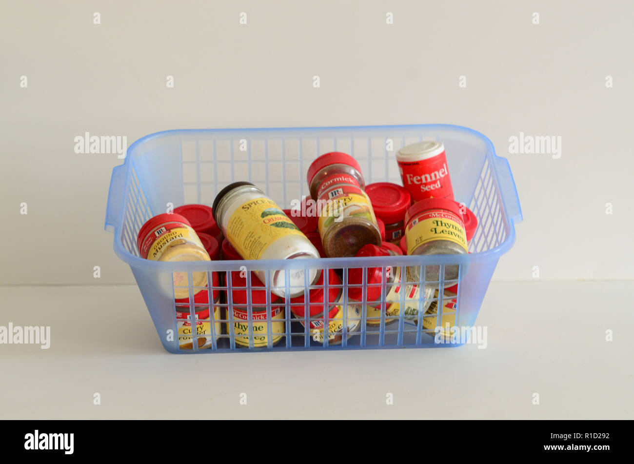 collection of spices in container. Stock Photo