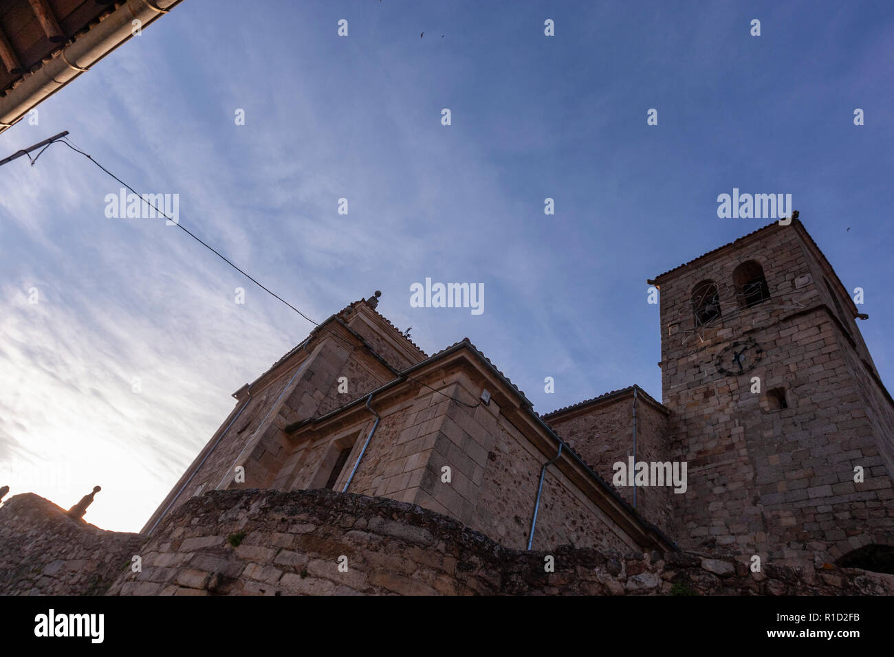 Hervas, Torre e iglesia de Santa María de Aguas, Caceres province, Extremadura, Spain Stock Photo