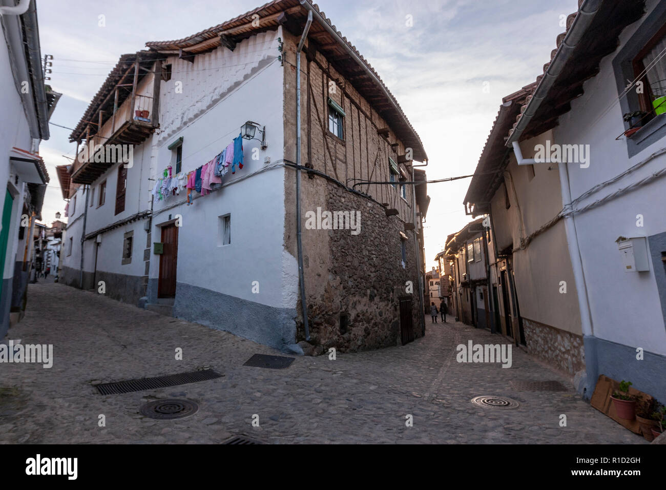 Hervas alley with his famous juderia, Jewish quarter, Caceres province, Extremadura, Spain Stock Photo