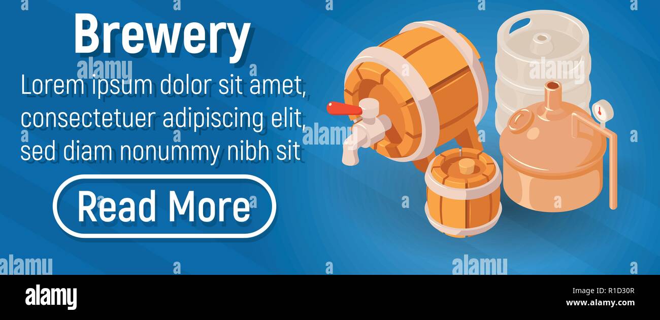 Brewery concept banner, isometric style Stock Vector