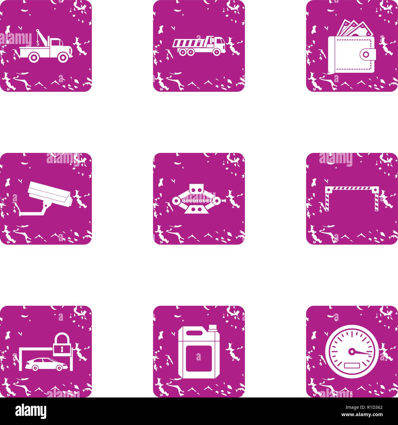 Bring the garbage icons set, grunge style Stock Vector