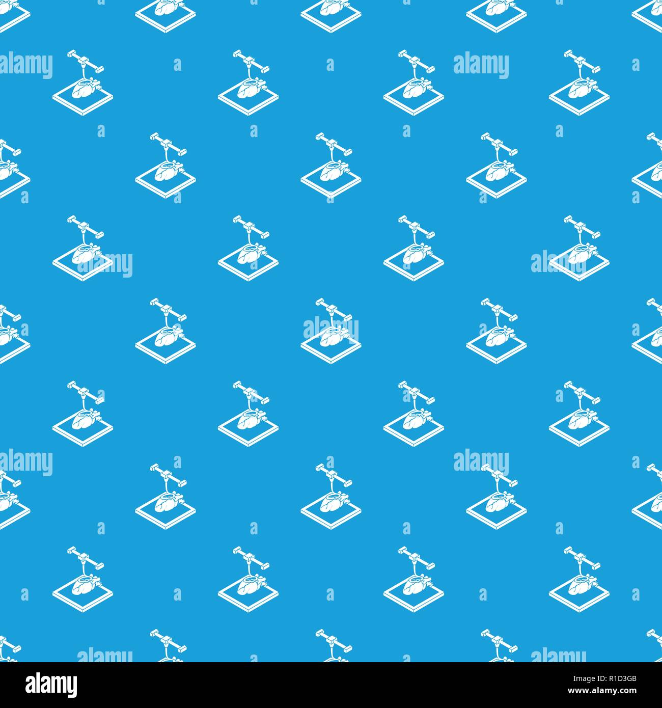 Heart d printing pattern vector seamless blue Stock Vector