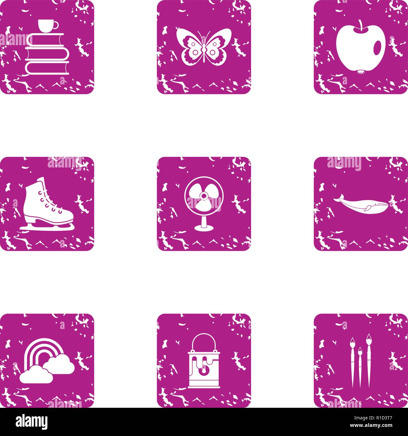 Peaceful icons set, grunge style Stock Vector