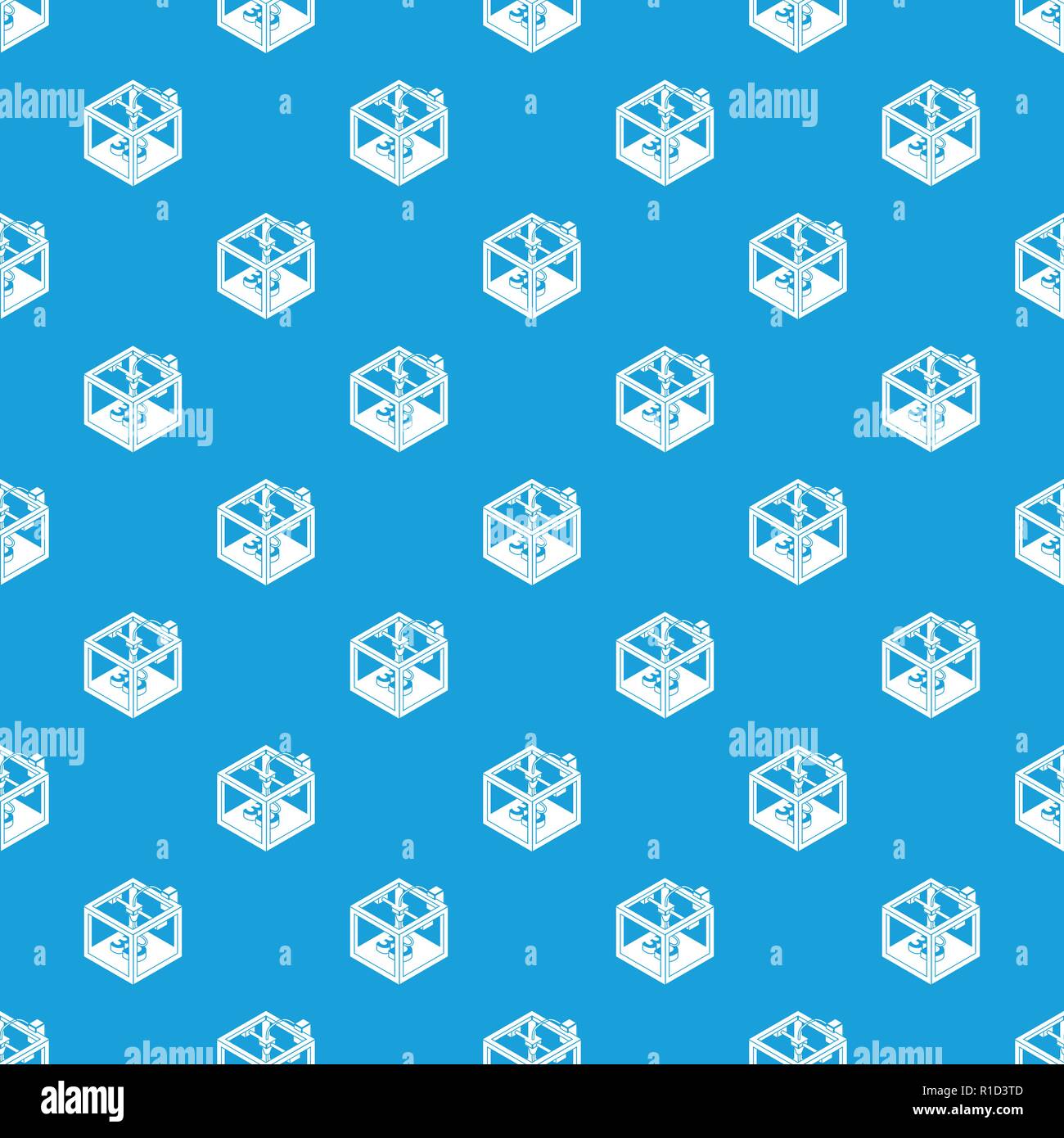 Three d printer pattern vector seamless blue Stock Vector