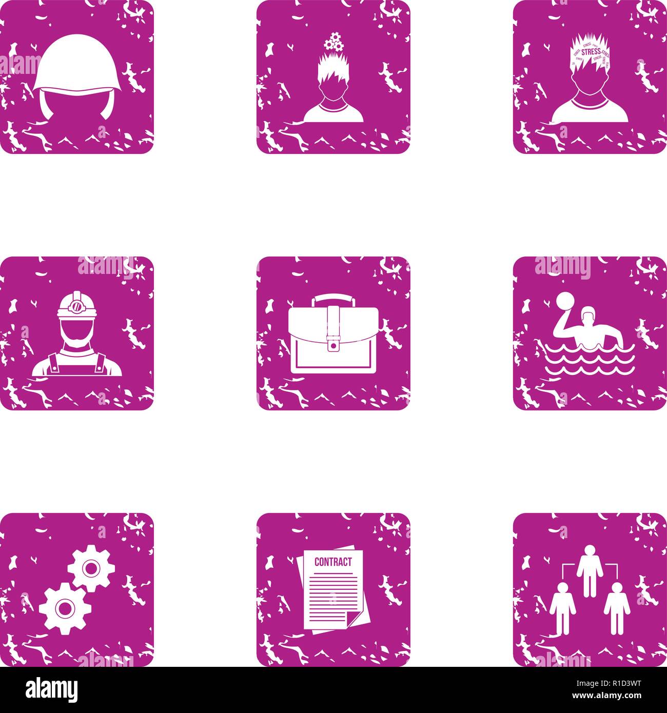 Proletarian icons set, grunge style Stock Vector
