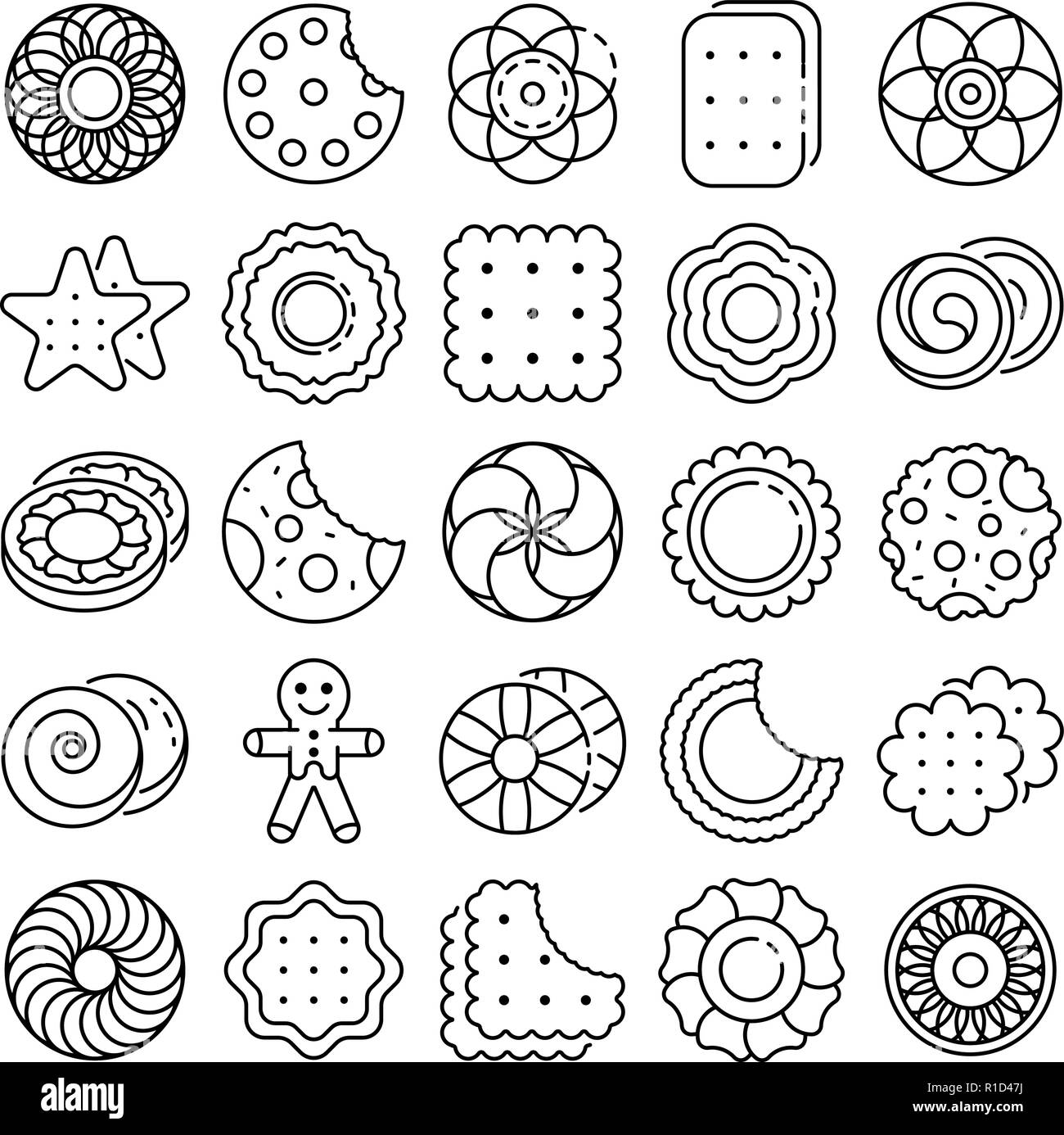 Biscuit icon set, outline style Stock Vector Image & Art Alamy
