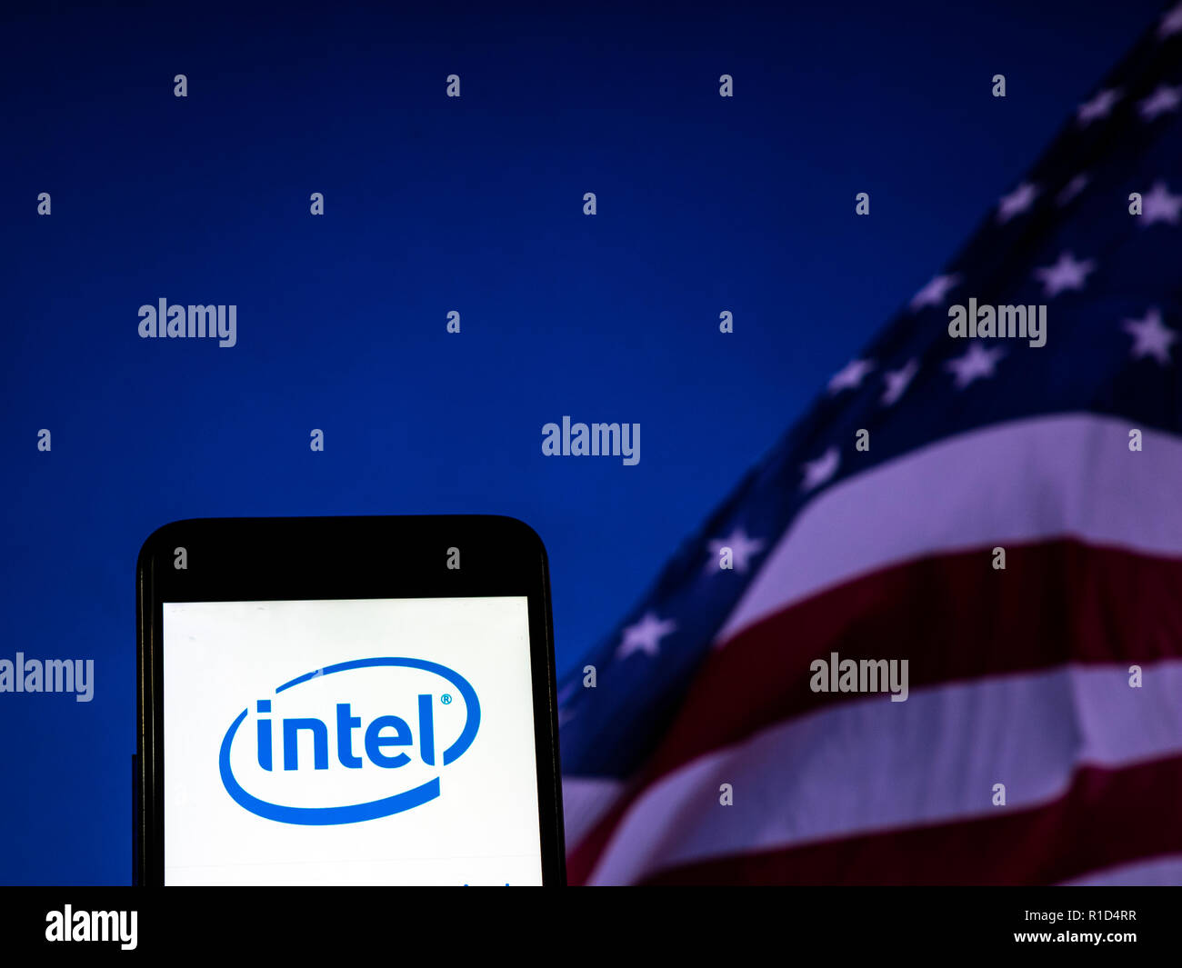 Intel Semiconductor manufacturing company logo seen displayed on smart ...