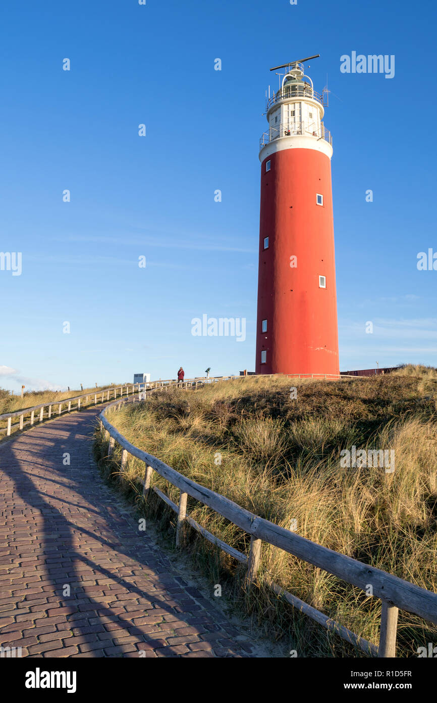 Eierland Lighthouse on the northernmost tip of the Dutch island of Texel Stock Photo