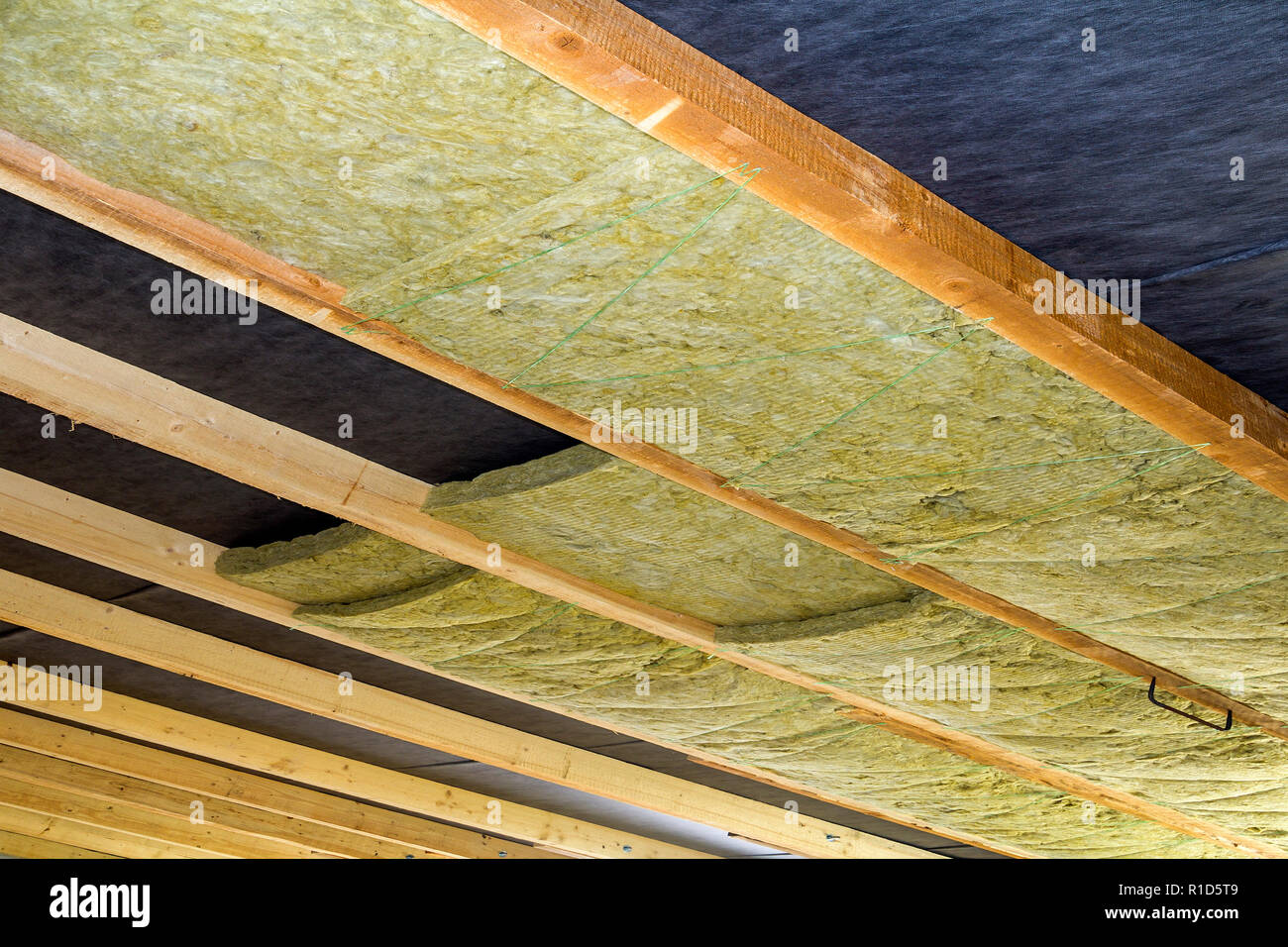 Thermal Insulation Mineral Rock Wool Installation At The New
