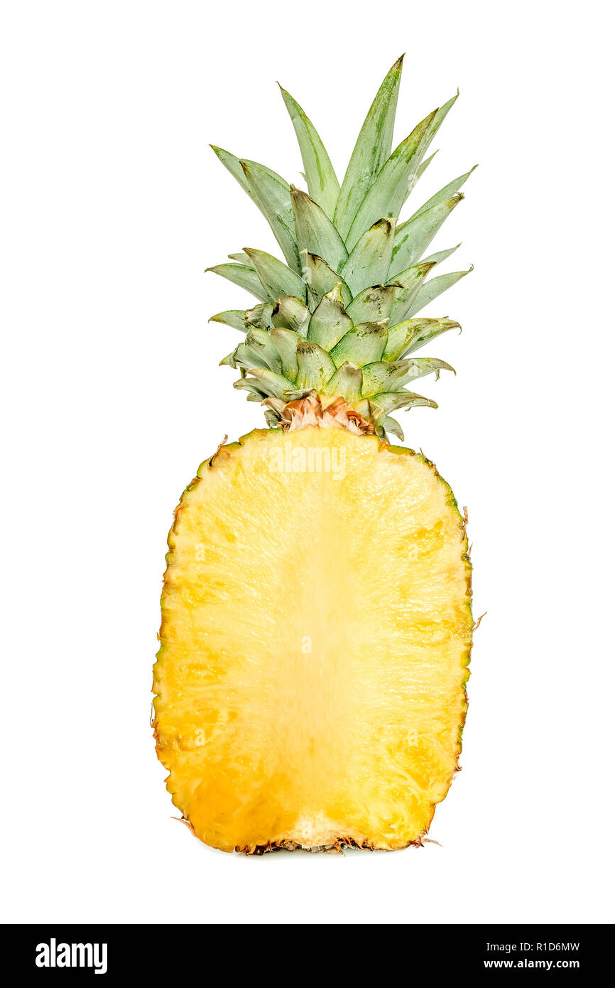 Pineapple slice fruit isolated on white background Stock Photo - Alamy