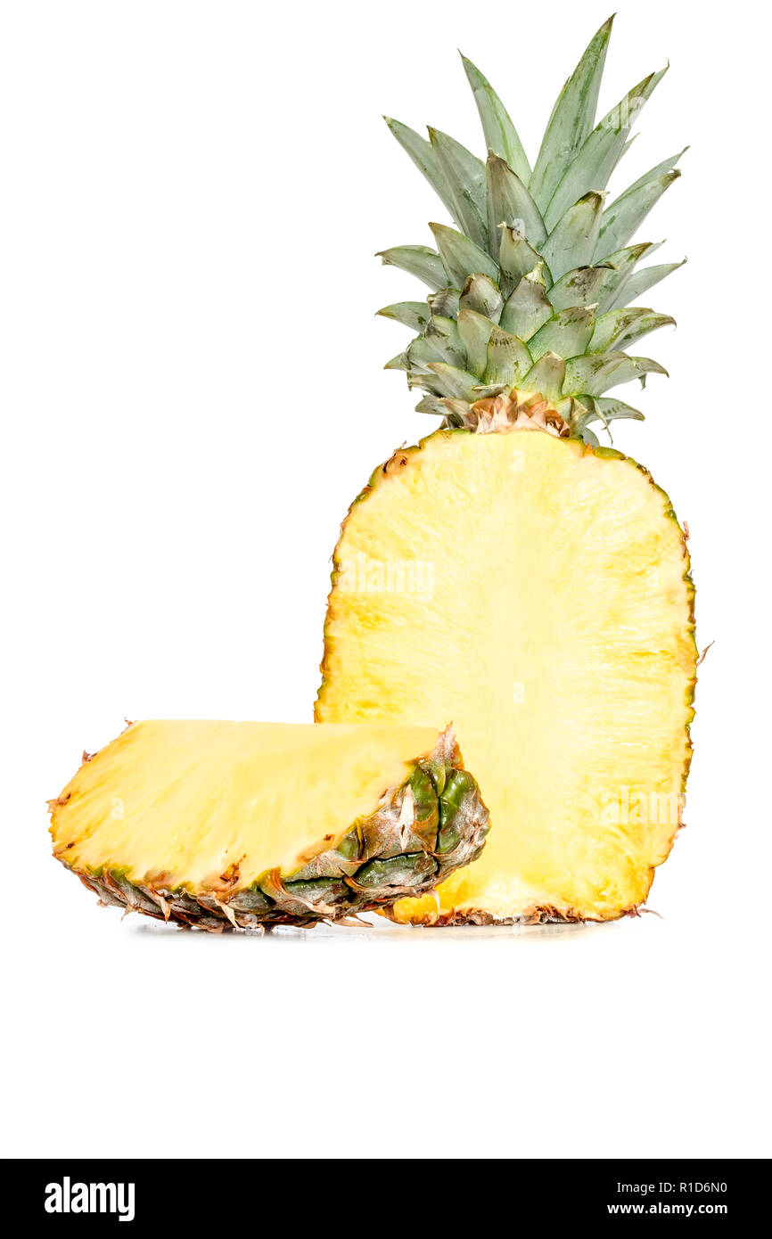 Pineapple slice fruit isolated on white background Stock Photo - Alamy