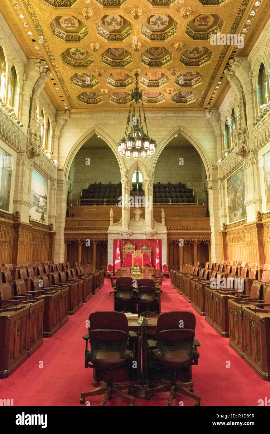 Senate Chamber, Parliament Building, Ottawa, Canada Stock Photo