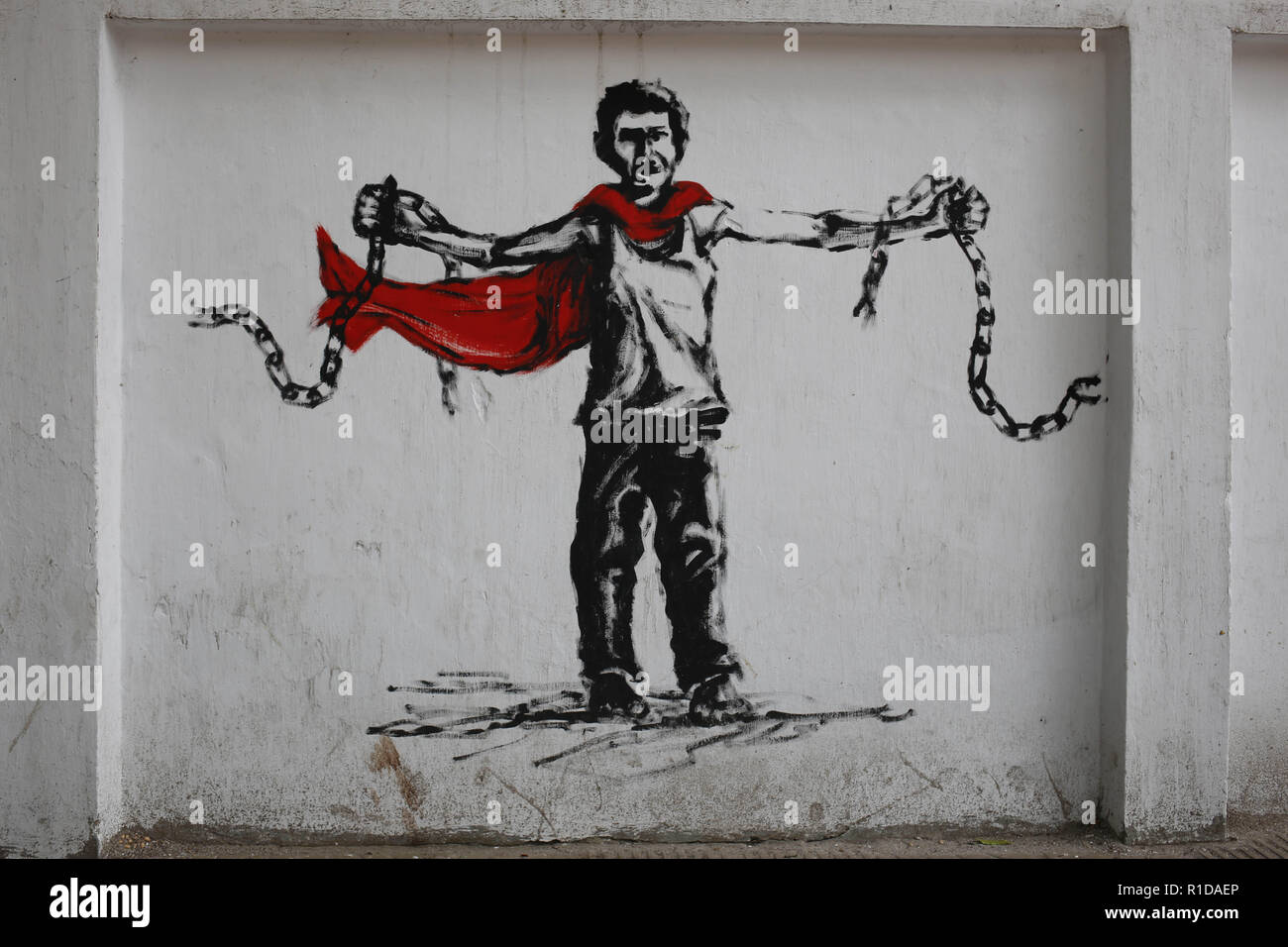 Dhaka, Bangladesh. 12th Nov, 2018. A street graffiti art by an unknown