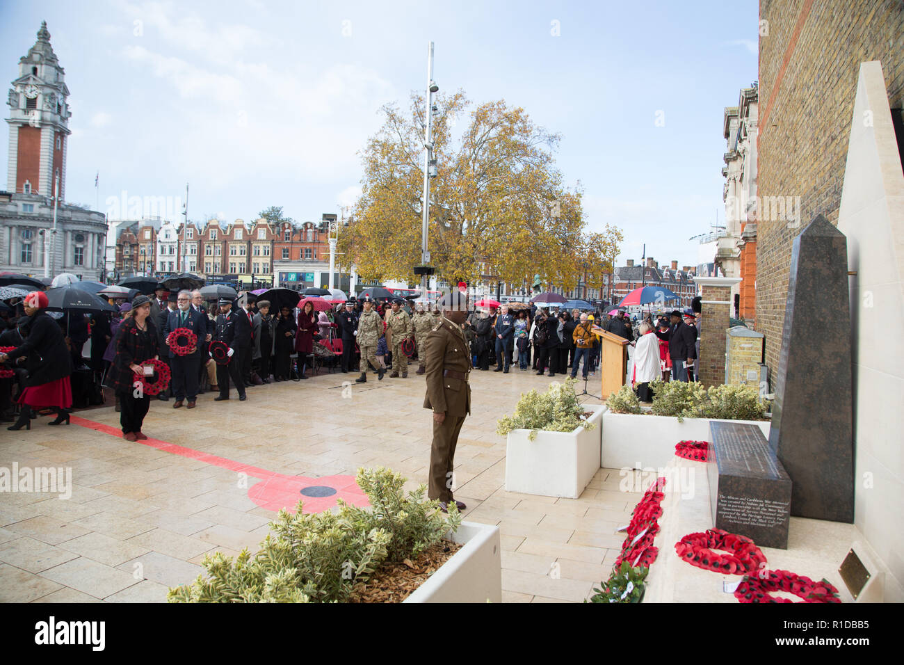 London UK 11th November 2018.  Shaun Bailey at the Remembrance Armistice Day Parade at the African Caribbean War Memorial in Windrush Square, Brixton. Credit: Thabo Jaiyesimi/Alamy Live News Stock Photo