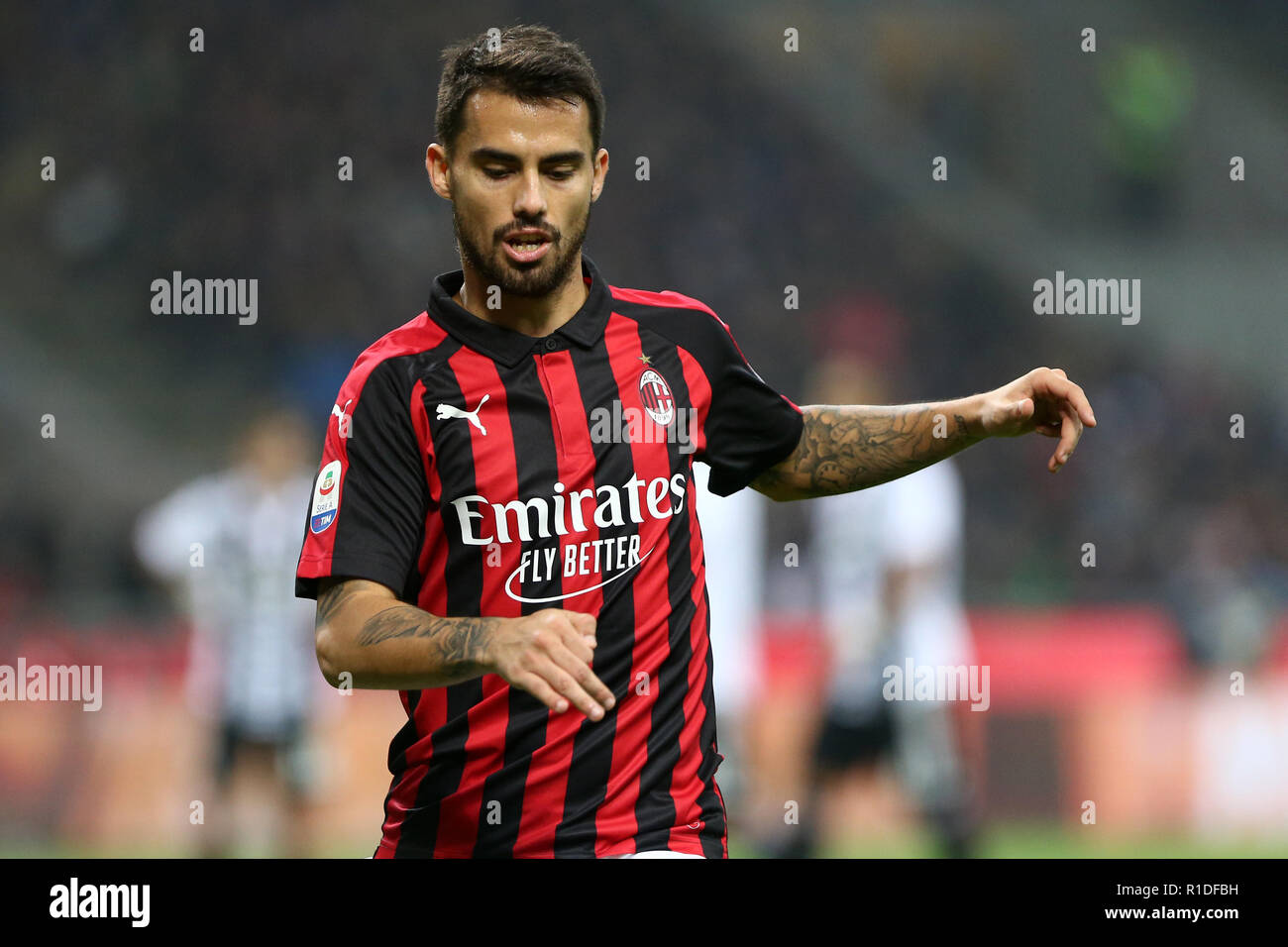 Milano, Italy. 11th November, 2018. Suso of Ac Milan in action during the  Serie A football match between AC Milan and Juventus Fc Stock Photo - Alamy