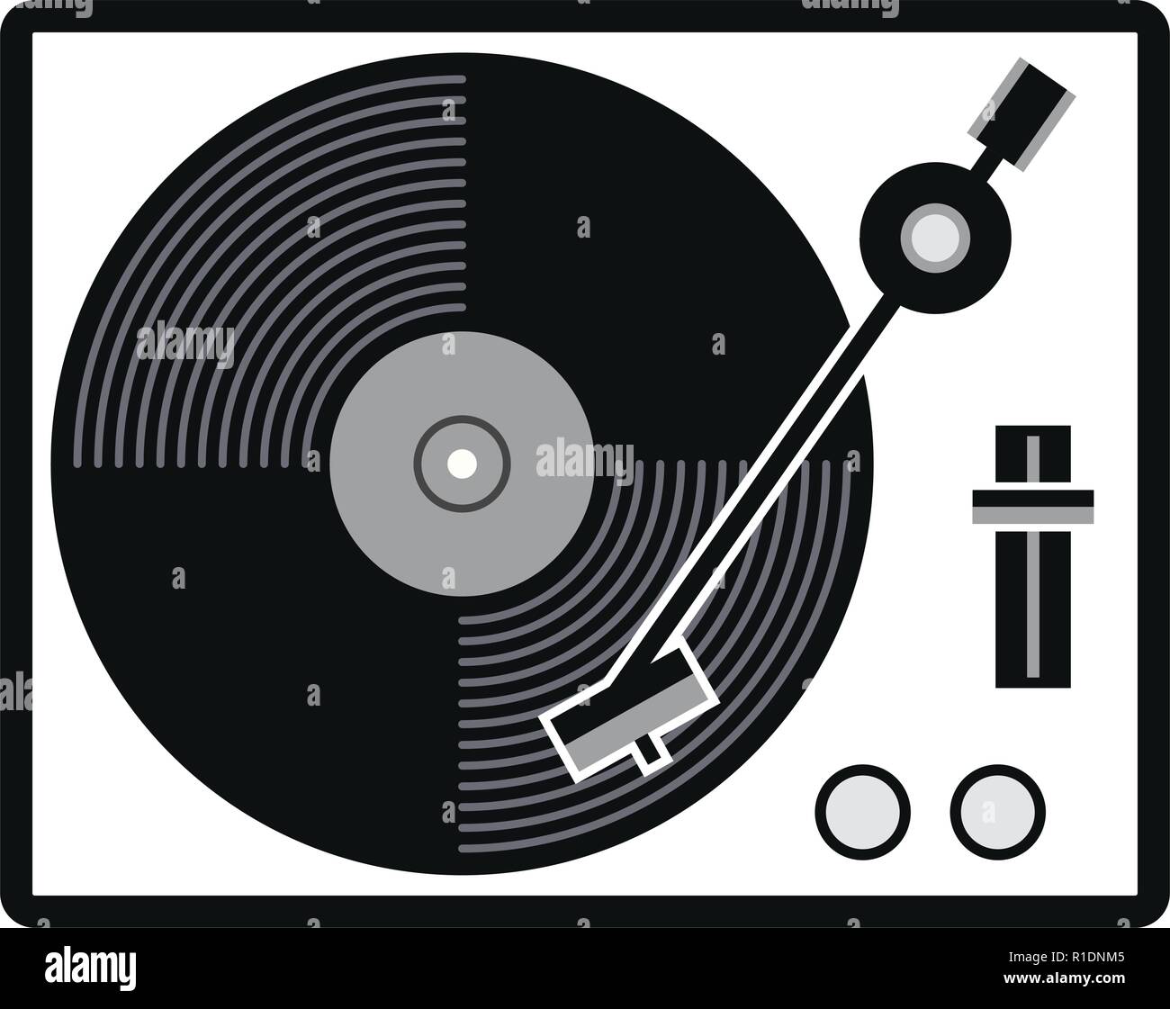 vector turntable vinyl record player icon. analog audio equipment symbol isolated on white background. retro black vinyl record illustration Stock Vector