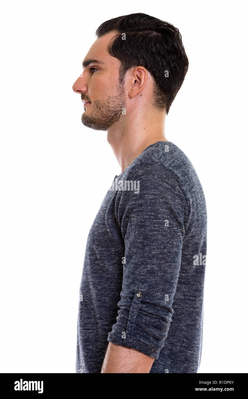 Profile view portrait of young handsome man Stock Photo