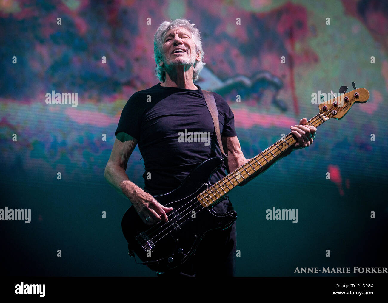 Roger Waters of Pink Floyd performing live in concert in Oslo 2018 on Us and Them tour Stock Photo