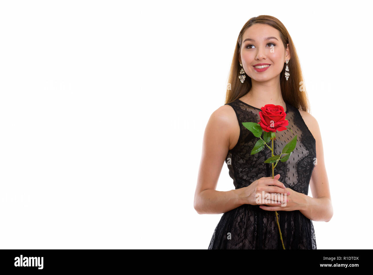 Happy asian woman red dress Cut Out Stock Images & Pictures - Alamy