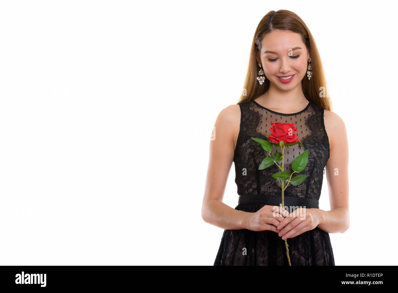 black dress with roses