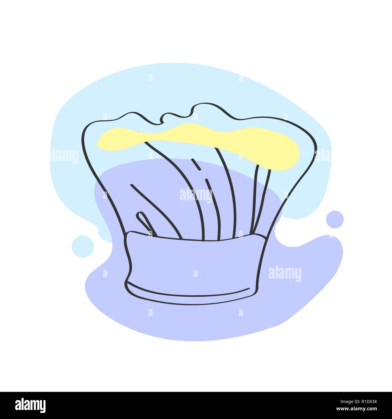 White chef hat isolated on white background line style vector icon ...