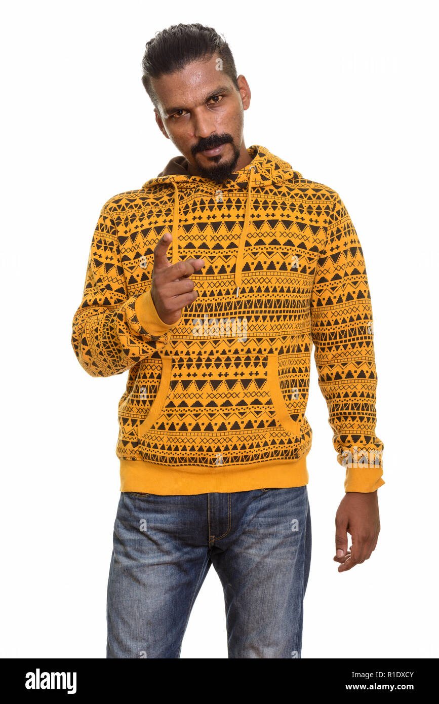 Young Indian man pointing finger at camera Stock Photo