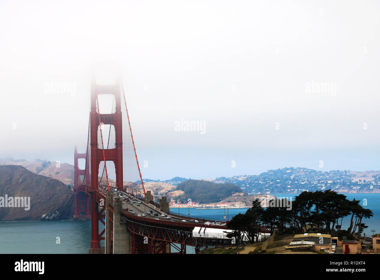 View of the big bridge in the misty morning, San Francisco, USA. Stock Photo
