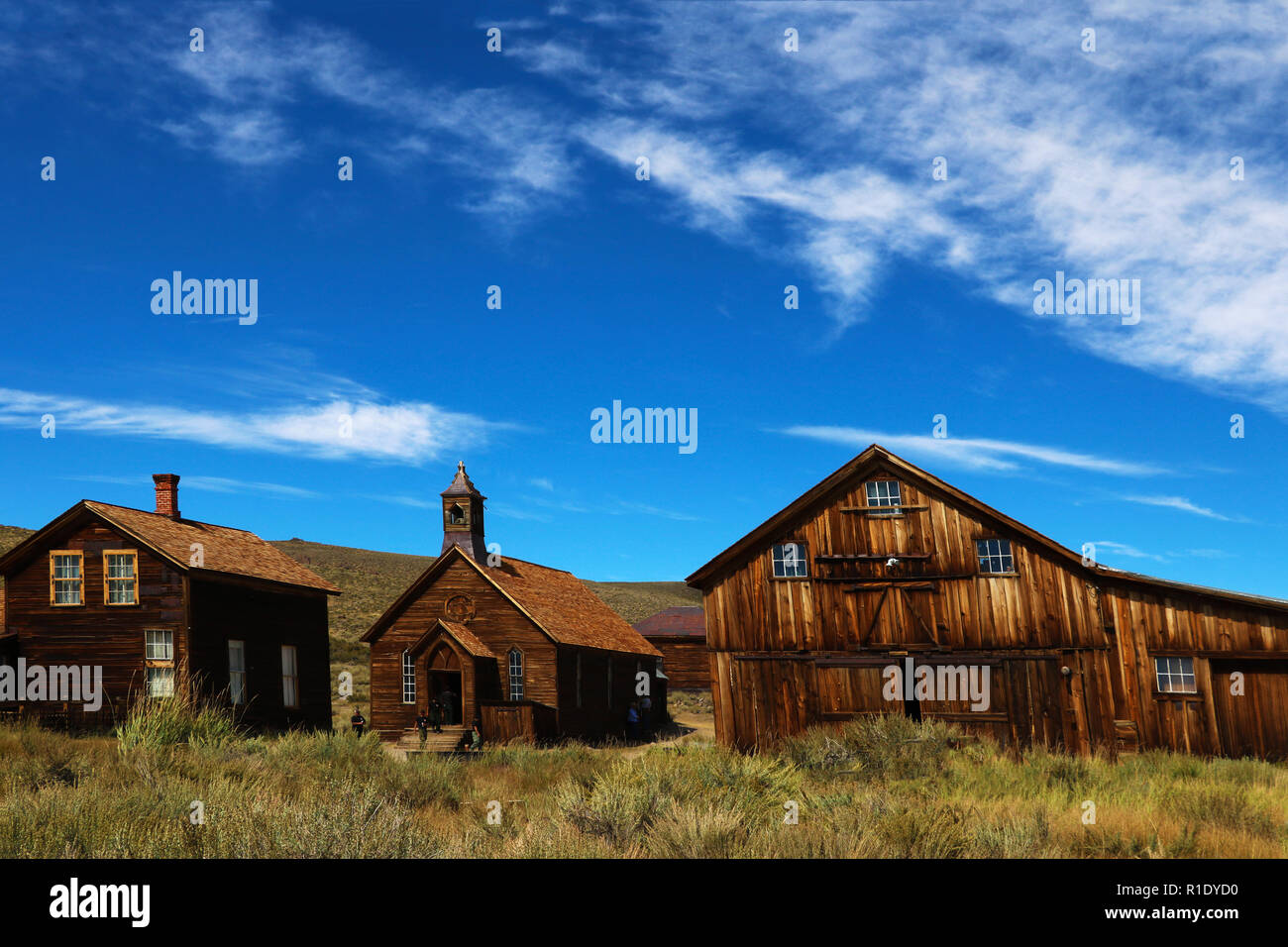 Abandoned houses in the desert after the gold rush, Bodie, Ghost Town, California. Stock Photo