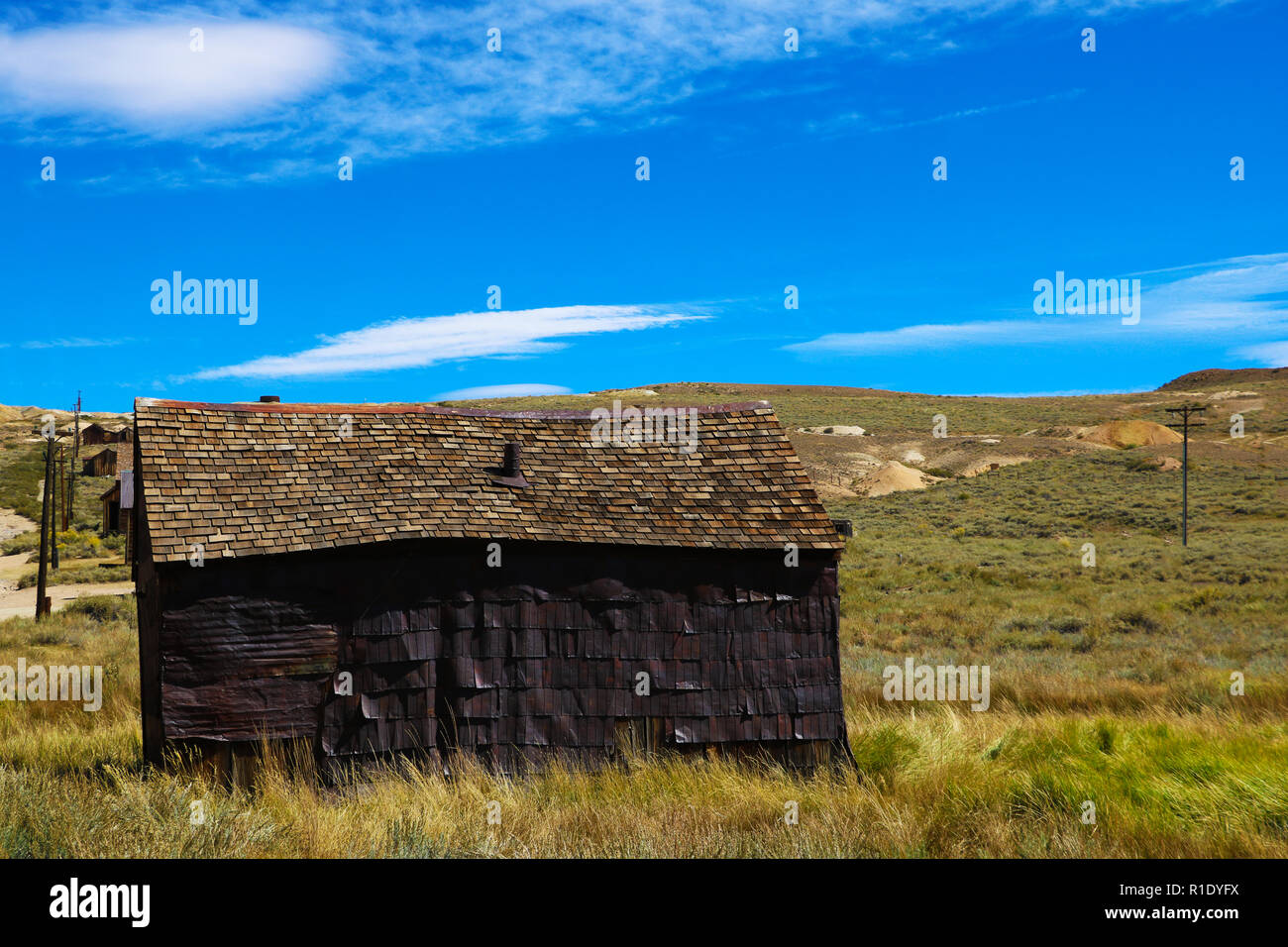 abandoned old wild western gold ghost town in decay, usa Stock Photo