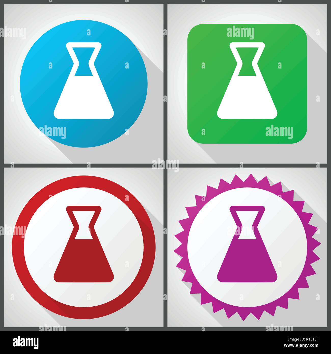 Vector icons with 4 options. Laboratory flat design icon set easy to ...