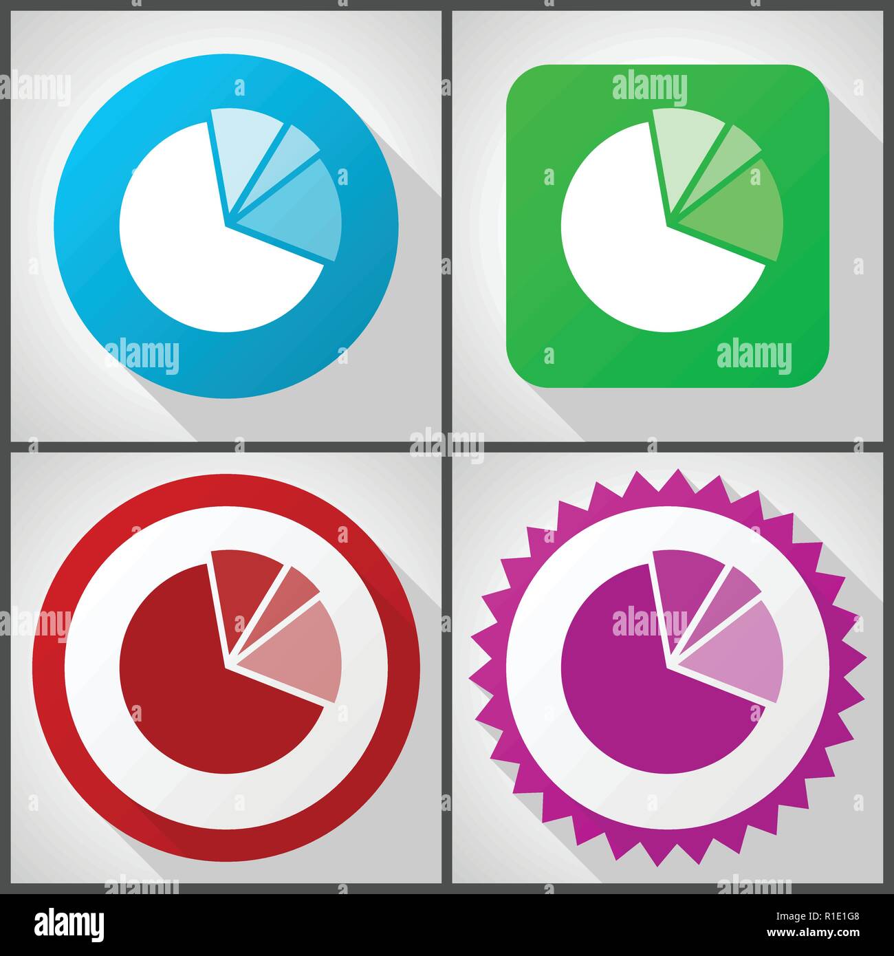 Vector icons with 4 options. Diagram flat design icon set easy to edit ...