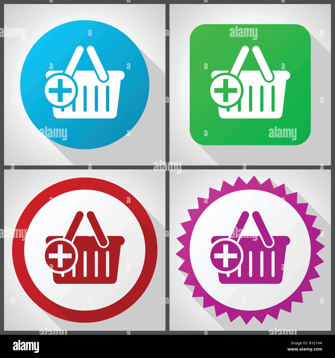 Vector icons with 4 options. Cart flat design icon set easy to edit in ...