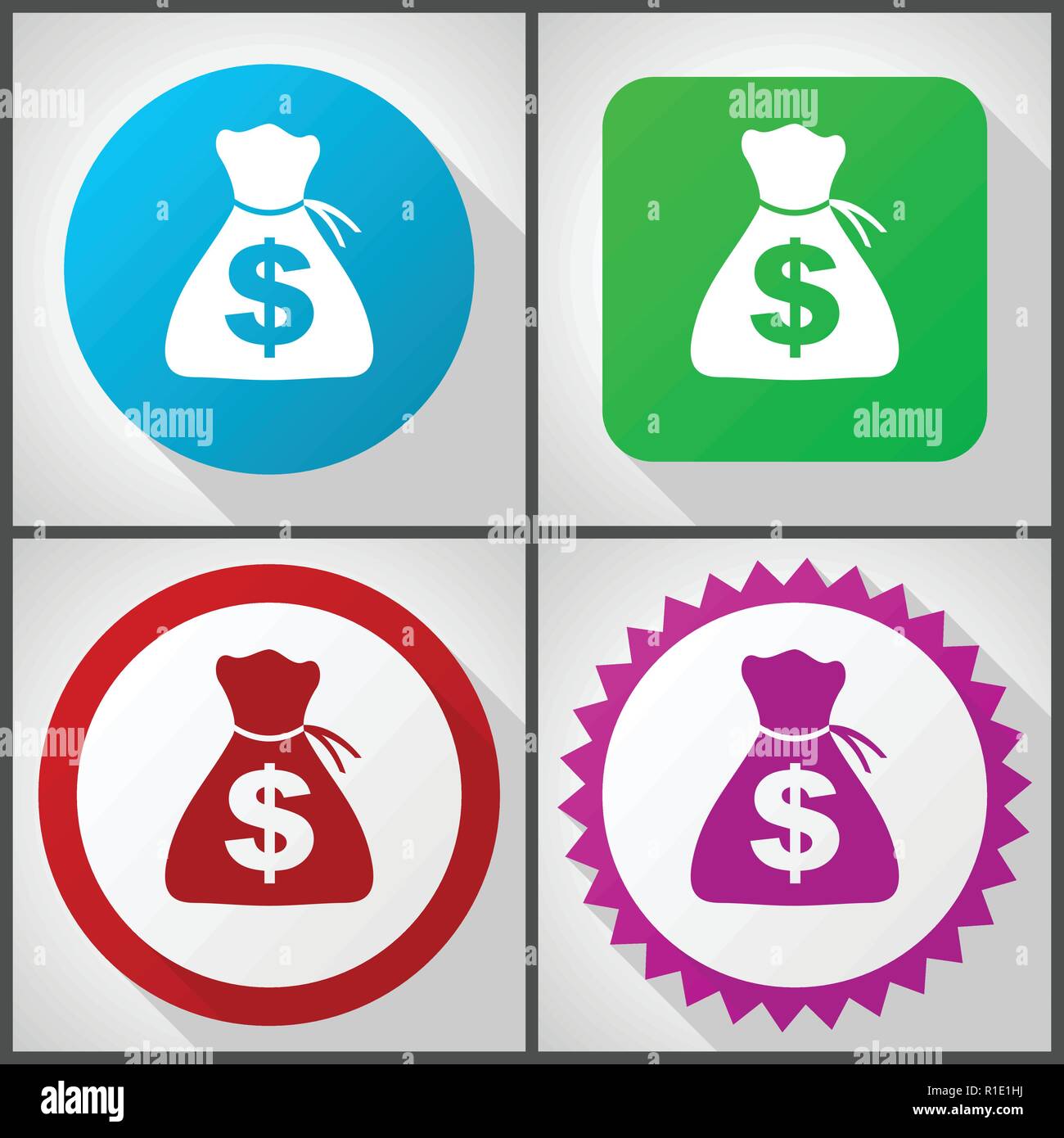 Vector icons with 4 options. Money flat design icon set easy to edit in eps 10. Stock Vector