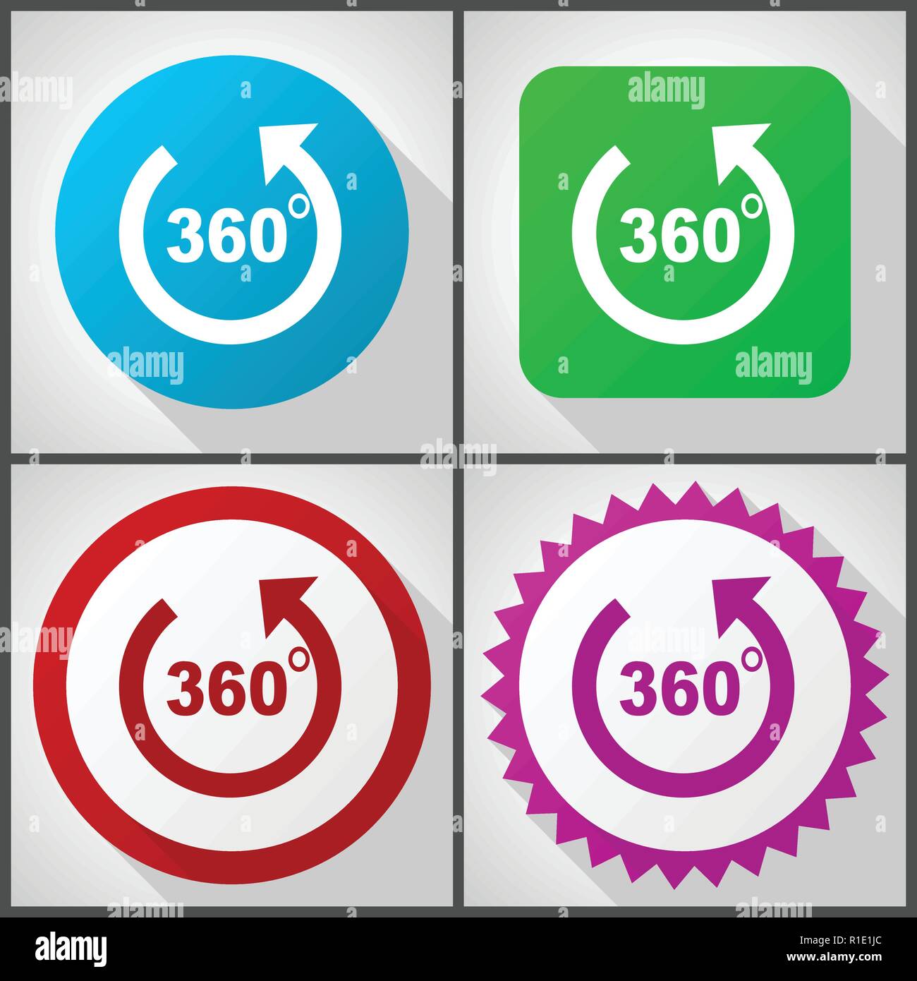 Vector icons with 4 options. Panorama flat design icon set easy to edit ...