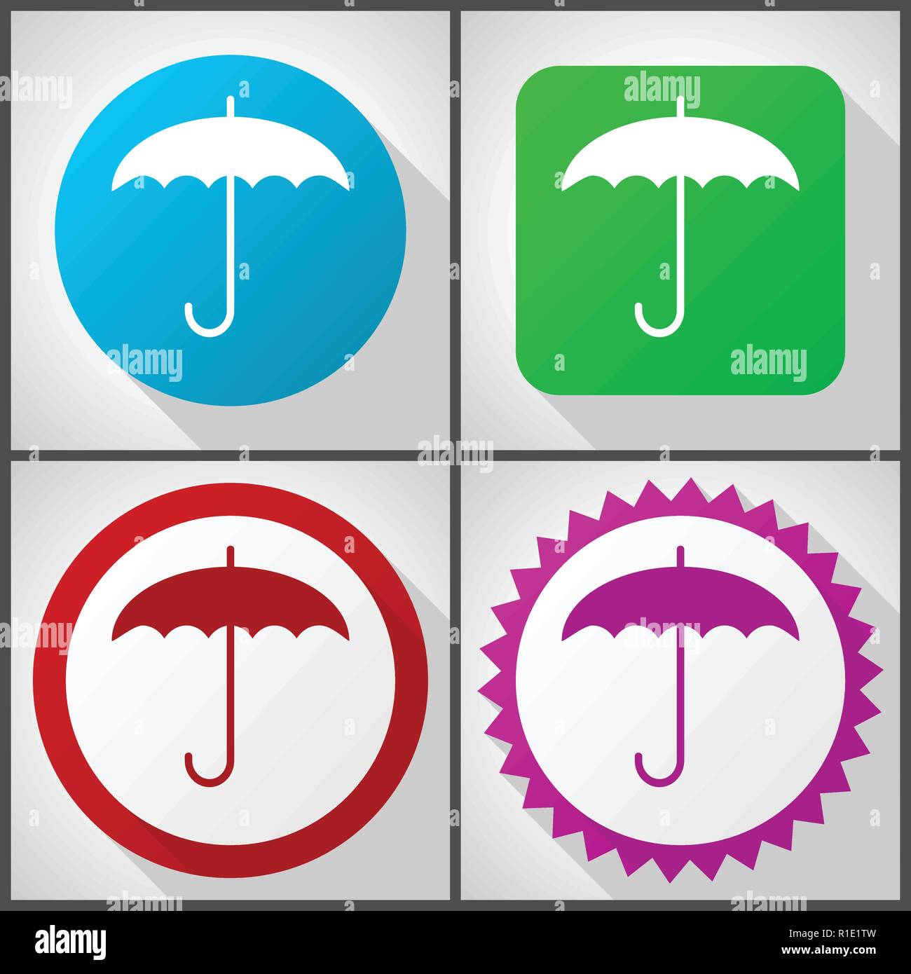 Vector icons with 4 options. Umbrella flat design icon set easy to edit ...