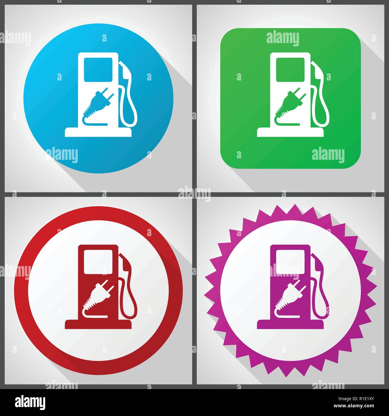 Vector icons with 4 options. Fuel flat design icon set easy to edit in ...